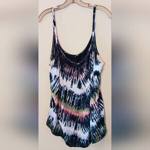 Torrid 2 Boho Tie Dye Tank Top Adjustable Straps Stretchy Rayon Hippie